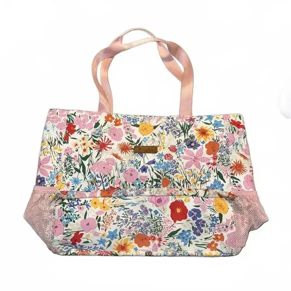 Esvan water resistant Floral Print Tote Bag with Pink Handles - Picture 1 of 6